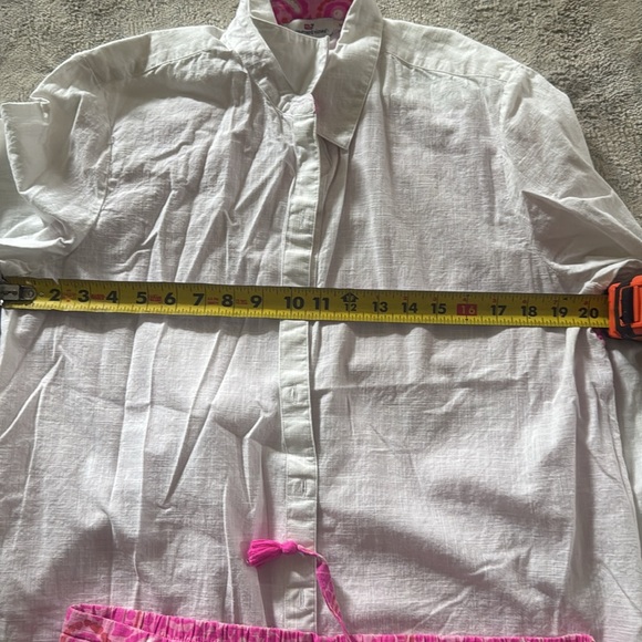 Vineyard Vines matching set women linen shirt and elastic Tie-Waist size 12 L - Picture 7 of 8